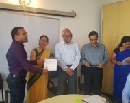 Sh. V. Sridhar from Vishakhapatnam Port Trust recieving his certificate after attending the RSFTM Program of CILT from 30 Apr - 04 May 2018