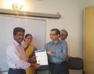 Sh. A Karuppiah from Kamarajar Port recieving his certificate after attending the RSFTM Program of CILT from 30 Apr - 04 May 2018