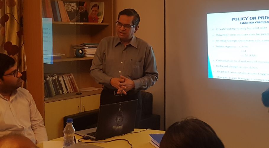 Sh. Vinod Asthana - IRTS, Former MD - CRWC Ltd. delivering his lecture on Rail Siding Rules, Processes & Development at RSFTM Program on 04 May 2018