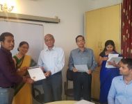 Sh. P. C. Elamparithi from Kamarajar Port recieving his certificate after attending the RSFTM Program of CILT from 30 Apr - 04 May 2018